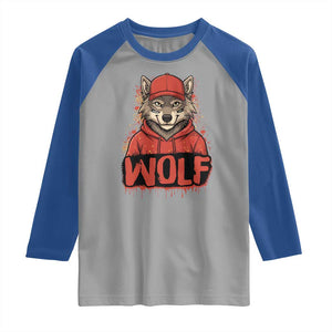 Wolf Football Lover Raglan Shirt Game Day Tailgate Lifestyle TS12 Sport Gray Royal Print Your Wear