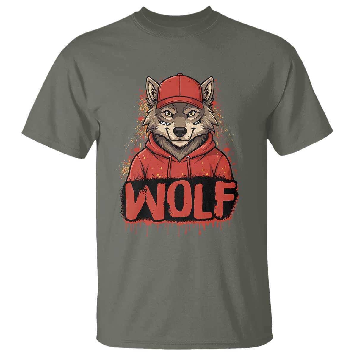 Wolf Football Lover T Shirt Game Day Tailgate Lifestyle TS12 Military Green Print Your Wear