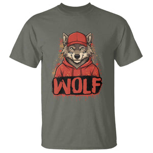 Wolf Football Lover T Shirt Game Day Tailgate Lifestyle TS12 Military Green Print Your Wear