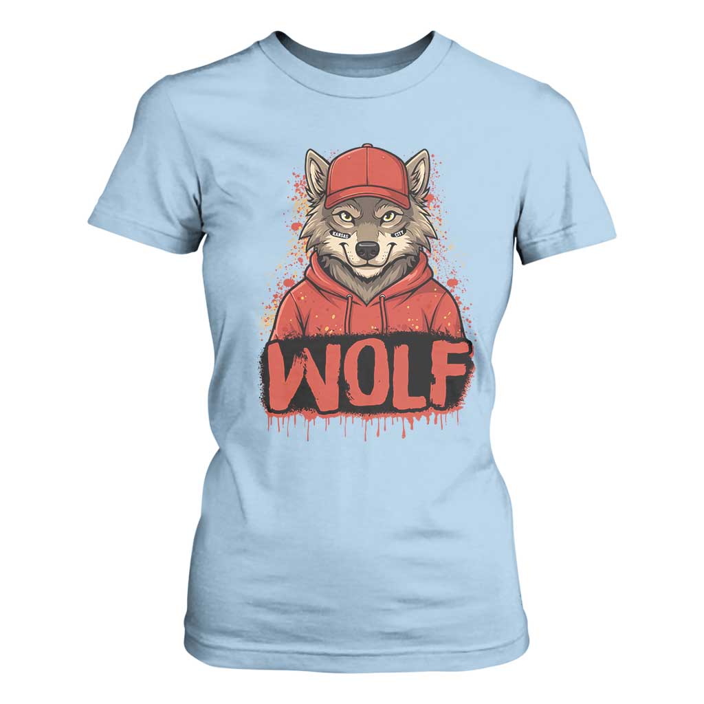 Wolf Football Lover T Shirt For Women Game Day Tailgate Lifestyle TS12 Light Blue Print Your Wear