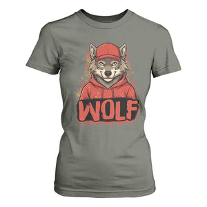 Wolf Football Lover T Shirt For Women Game Day Tailgate Lifestyle TS12 Military Green Print Your Wear