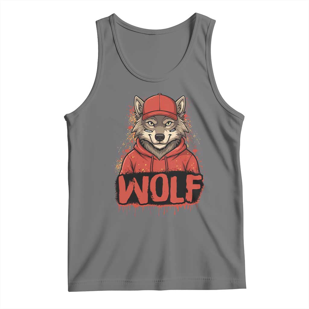 Wolf Football Lover Tank Top Game Day Tailgate Lifestyle TS12 Black Heather Print Your Wear