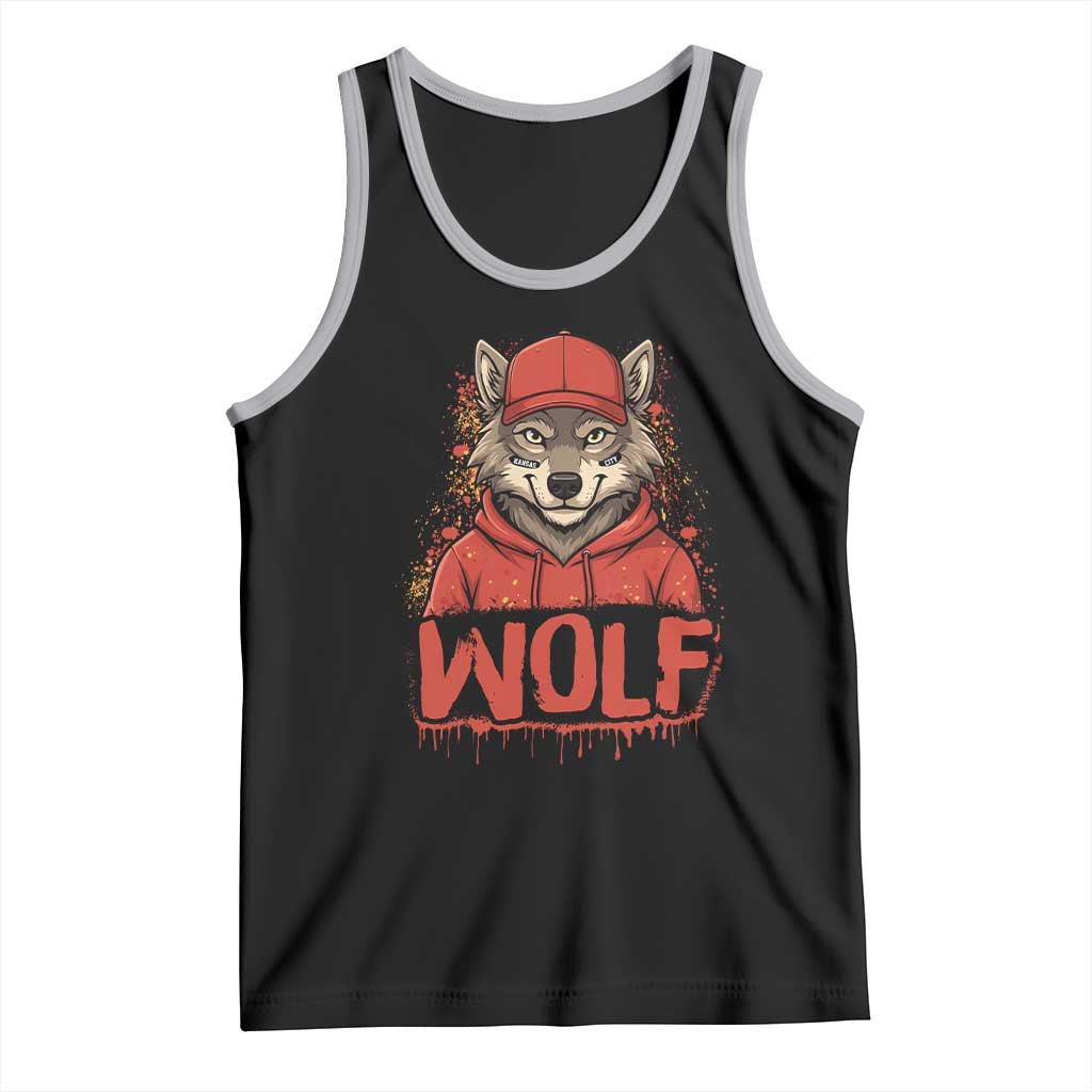Wolf Football Lover Tank Top Game Day Tailgate Lifestyle TS12 Black Athletic Heather Print Your Wear