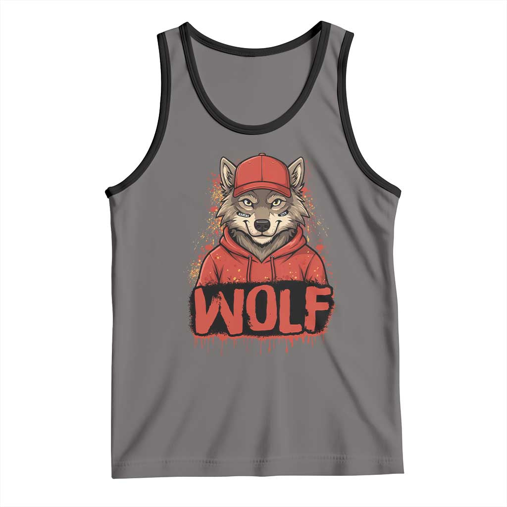 Wolf Football Lover Tank Top Game Day Tailgate Lifestyle TS12 Deep Heather Black Print Your Wear