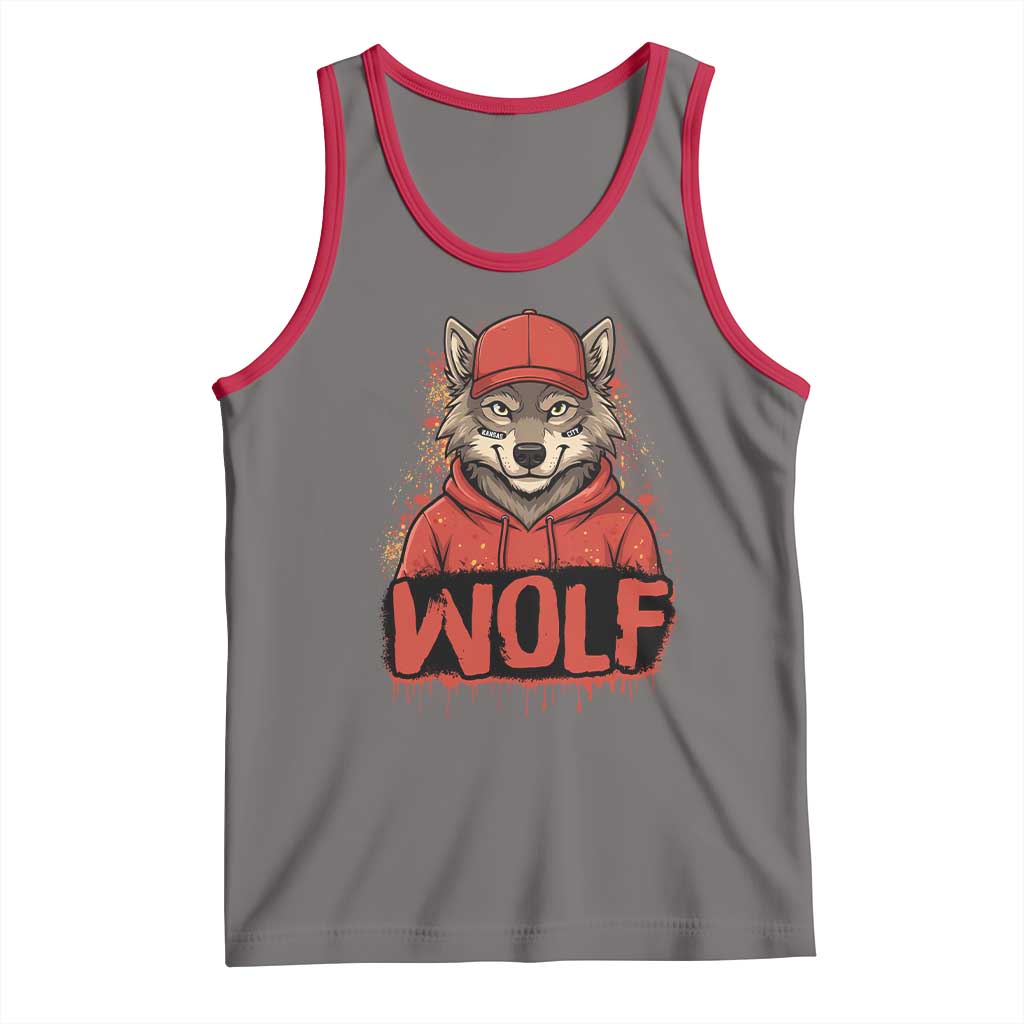 Wolf Football Lover Tank Top Game Day Tailgate Lifestyle TS12 Deep Heather Red Print Your Wear