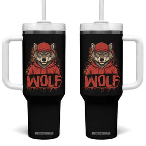 Wolf Football Lover Tumbler With Handle Game Day Tailgate Lifestyle TS12 One Size: 40 oz Black Print Your Wear