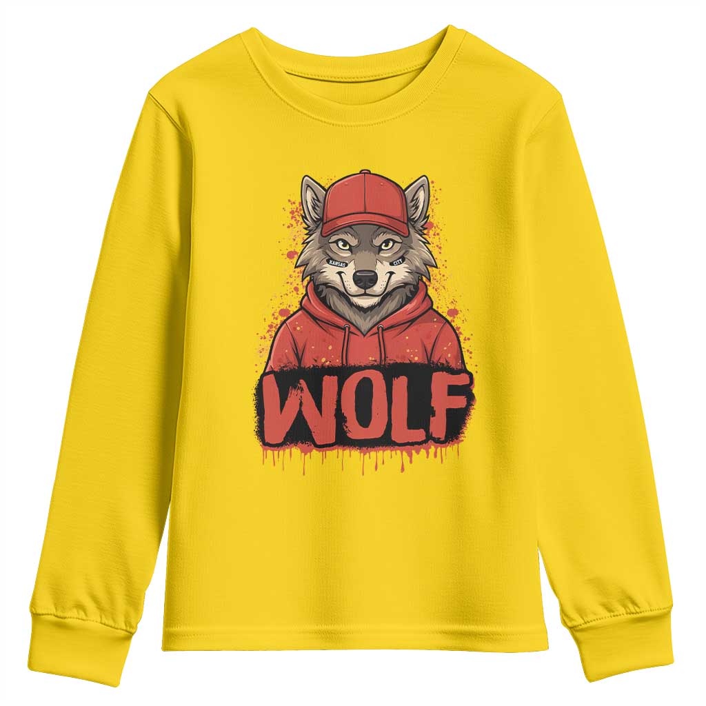 Wolf Football Lover Youth Sweatshirt Game Day Tailgate Lifestyle TS12 Daisy Print Your Wear