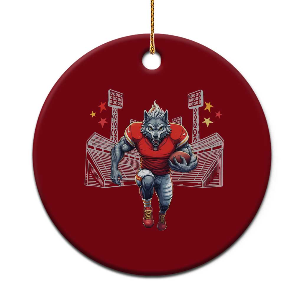 Wolf Football Lover Ceramic Ornament Midwest Game Day Lifestyle TS12 1pc Red Print Your Wear