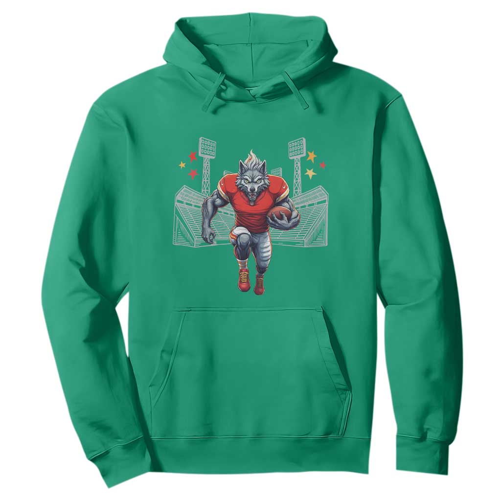 Wolf Football Lover Hoodie Midwest Game Day Lifestyle TS12 Irish Green Print Your Wear