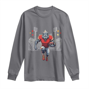 Wolf Football Lover Long Sleeve Shirt Midwest Game Day Lifestyle TS12 Charcoal Print Your Wear