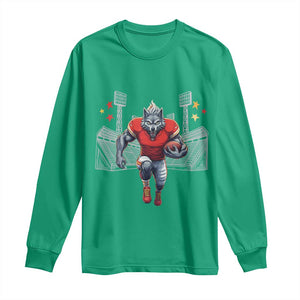 Wolf Football Lover Long Sleeve Shirt Midwest Game Day Lifestyle TS12 Irish Green Print Your Wear