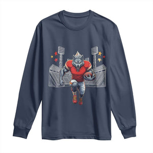 Wolf Football Lover Long Sleeve Shirt Midwest Game Day Lifestyle TS12 Navy Print Your Wear