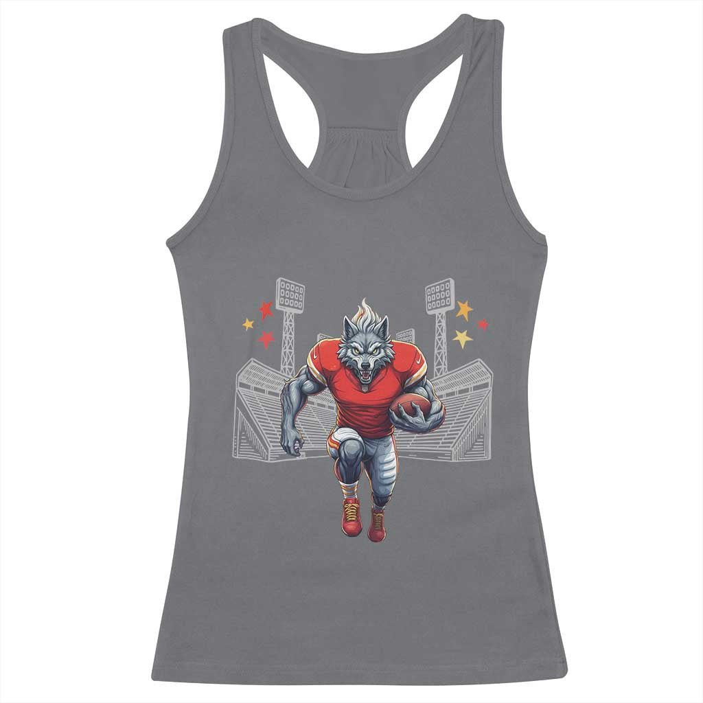 Wolf Football Lover Racerback Tank Top Midwest Game Day Lifestyle TS12 Charcoal Print Your Wear