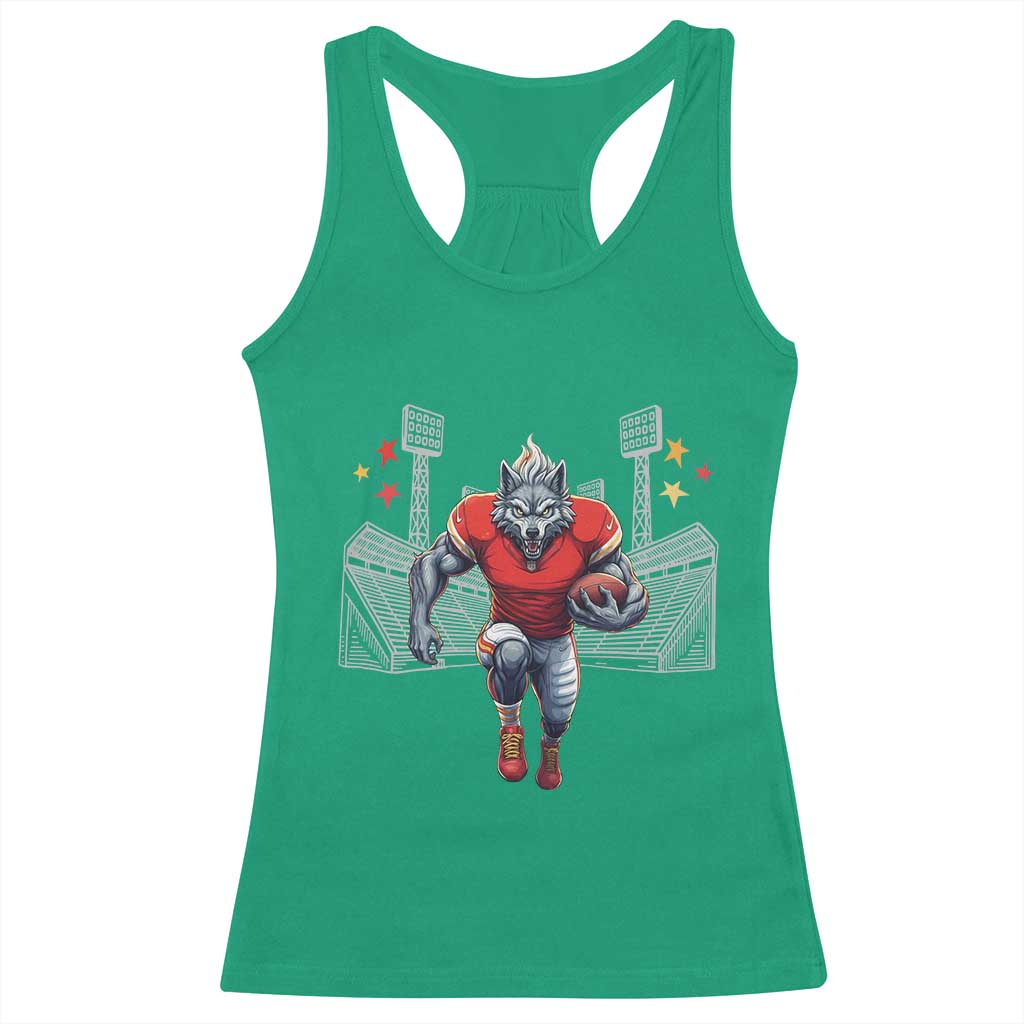 Wolf Football Lover Racerback Tank Top Midwest Game Day Lifestyle TS12 Irish Green Print Your Wear