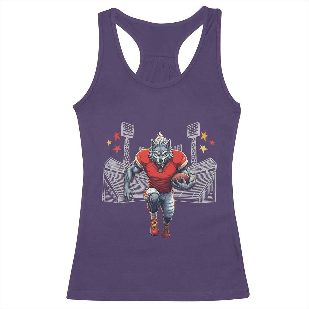 Wolf Football Lover Racerback Tank Top Midwest Game Day Lifestyle TS12 Purple Print Your Wear