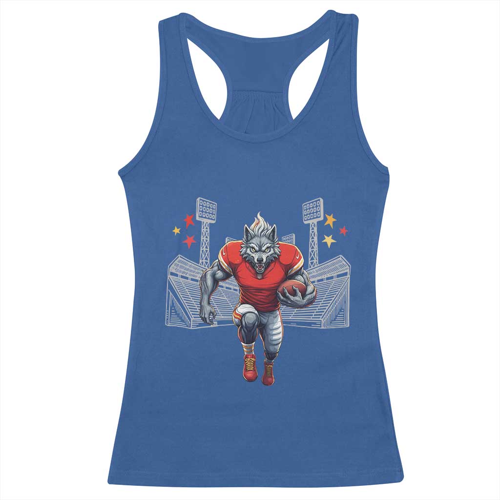 Wolf Football Lover Racerback Tank Top Midwest Game Day Lifestyle TS12 Royal Blue Print Your Wear