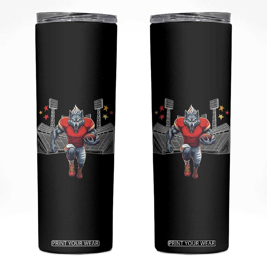 Wolf Football Lover Skinny Tumbler Midwest Game Day Lifestyle TS12 Black Print Your Wear