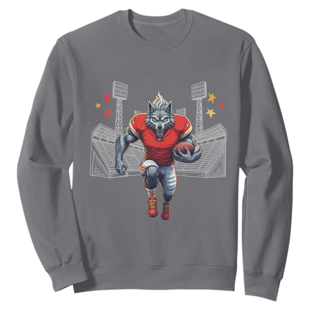 Wolf Football Lover Sweatshirt Midwest Game Day Lifestyle TS12 Charcoal Print Your Wear