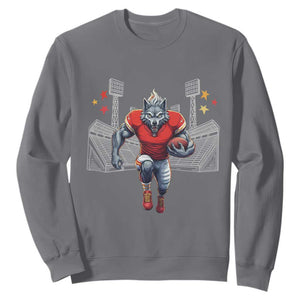 Wolf Football Lover Sweatshirt Midwest Game Day Lifestyle TS12 Charcoal Print Your Wear