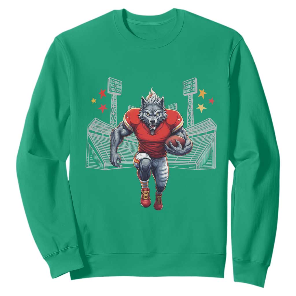 Wolf Football Lover Sweatshirt Midwest Game Day Lifestyle TS12 Irish Green Print Your Wear