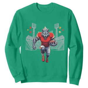 Wolf Football Lover Sweatshirt Midwest Game Day Lifestyle TS12 Irish Green Print Your Wear