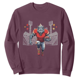 Wolf Football Lover Sweatshirt Midwest Game Day Lifestyle TS12 Maroon Print Your Wear