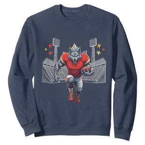 Wolf Football Lover Sweatshirt Midwest Game Day Lifestyle TS12 Navy Print Your Wear