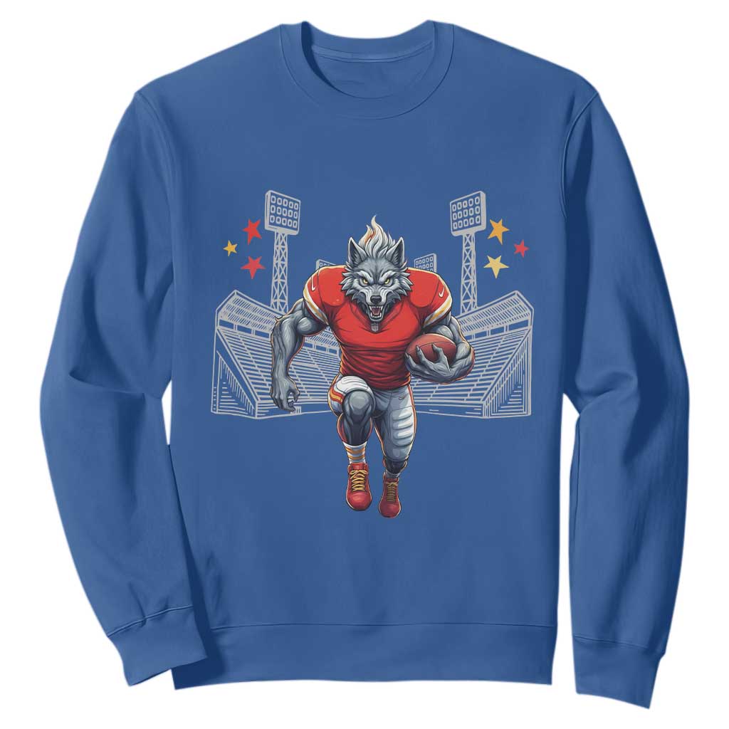 Wolf Football Lover Sweatshirt Midwest Game Day Lifestyle TS12 Royal Blue Print Your Wear