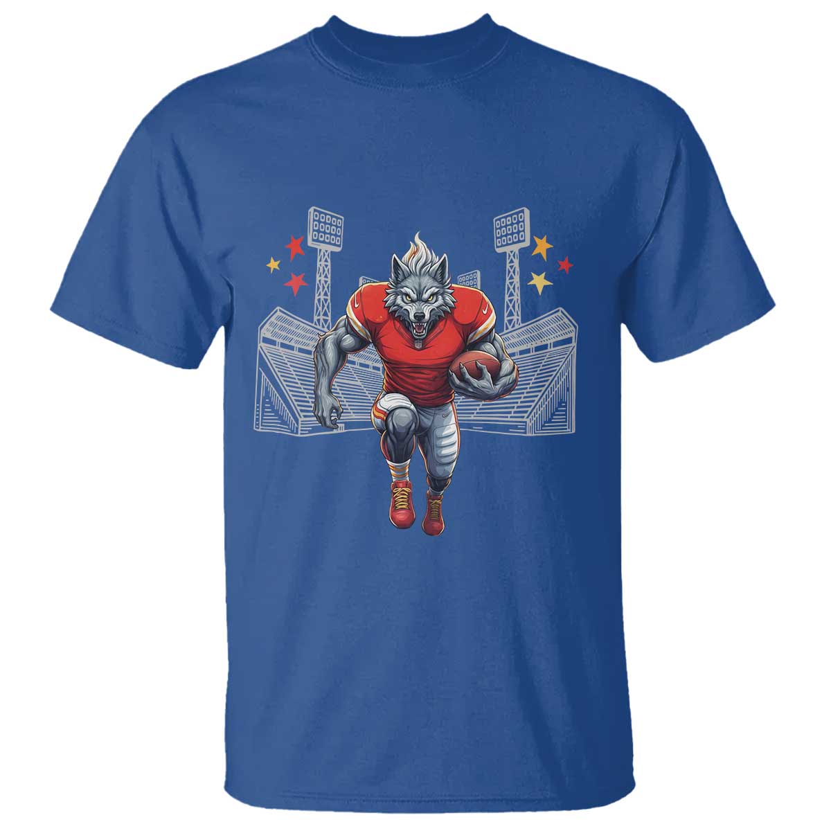 Wolf Football Lover T Shirt Midwest Game Day Lifestyle TS12 Royal Blue Print Your Wear
