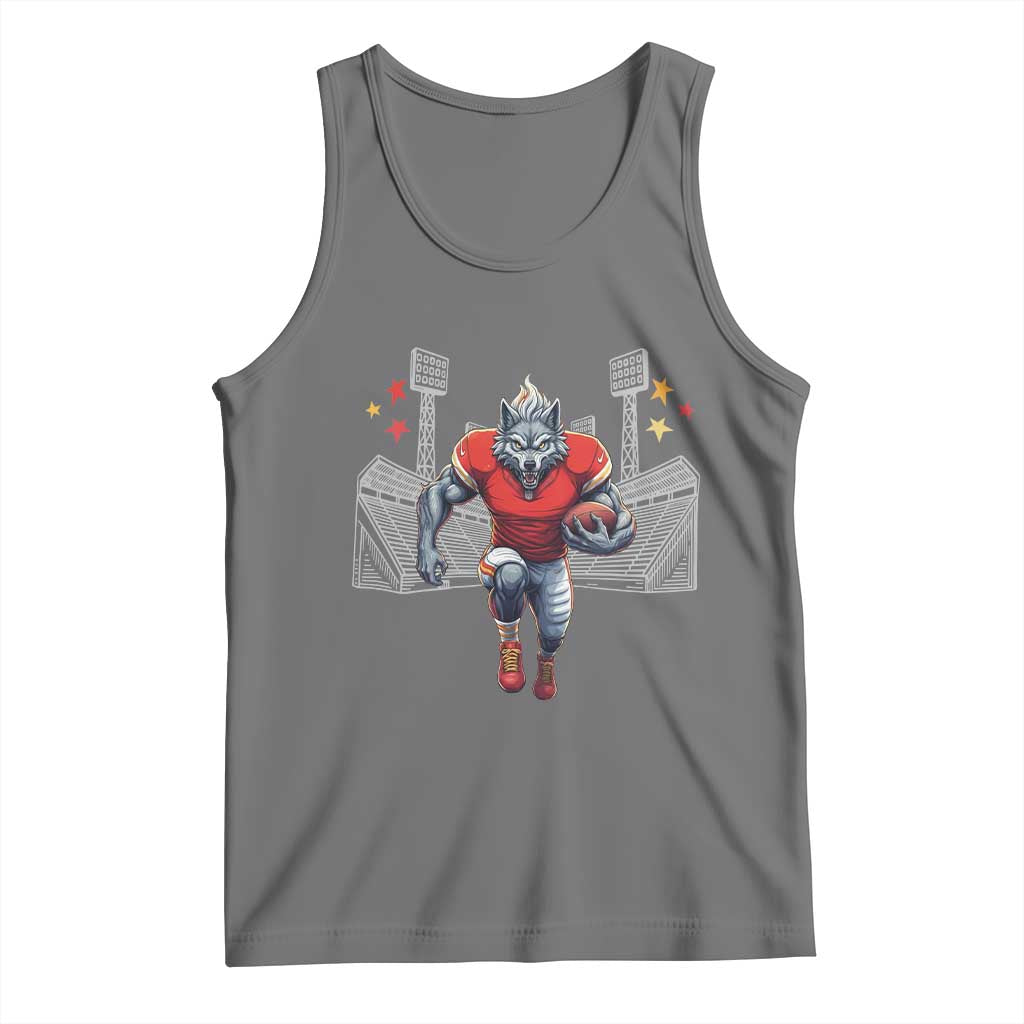 Wolf Football Lover Tank Top Midwest Game Day Lifestyle TS12 Black Heather Print Your Wear