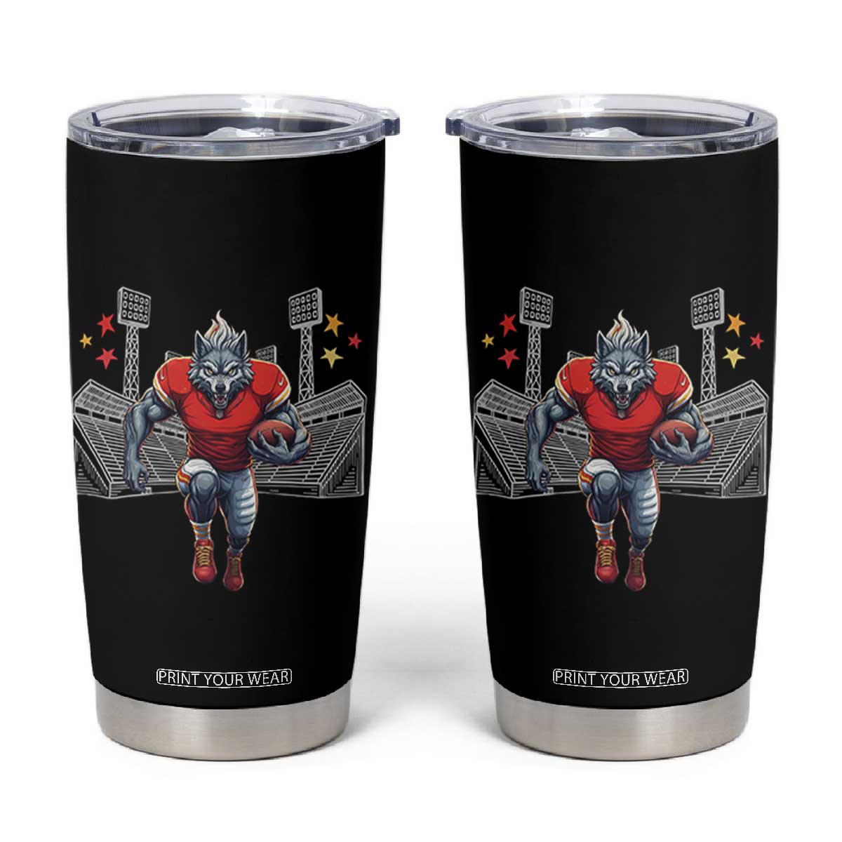 Wolf Football Lover Tumbler Cup Midwest Game Day Lifestyle TS12 Black Print Your Wear