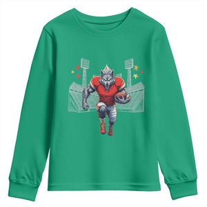 Wolf Football Lover Youth Sweatshirt Midwest Game Day Lifestyle TS12 Irish Green Print Your Wear