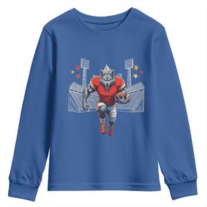 Wolf Football Lover Youth Sweatshirt Midwest Game Day Lifestyle TS12 Royal Blue Print Your Wear