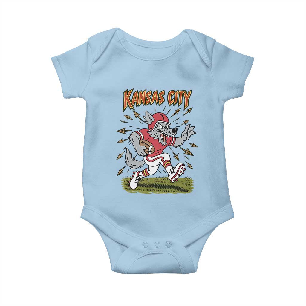 Funny Wolf Football Lover Baby Onesie Sport Humor Gift TS12 Light Blue Print Your Wear