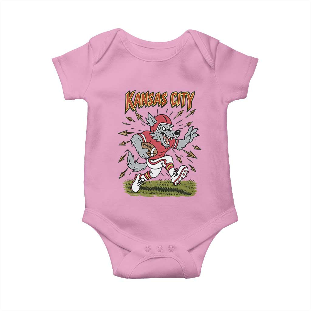Funny Wolf Football Lover Baby Onesie Sport Humor Gift TS12 Light Pink Print Your Wear