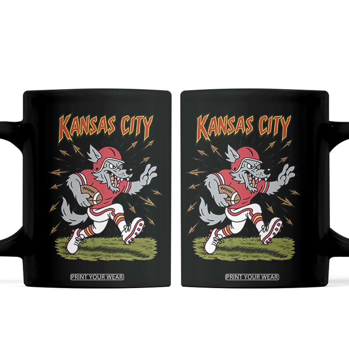 Funny Wolf Football Lover Coffee Mug Sport Humor Gift TS12 Black Print Your Wear