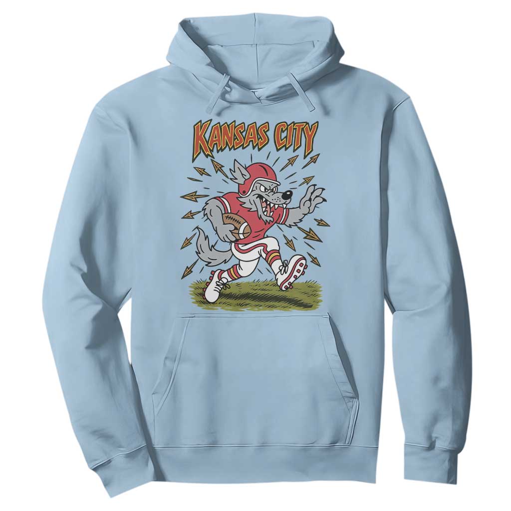 Funny Wolf Football Lover Hoodie Sport Humor Gift TS12 Light Blue Print Your Wear