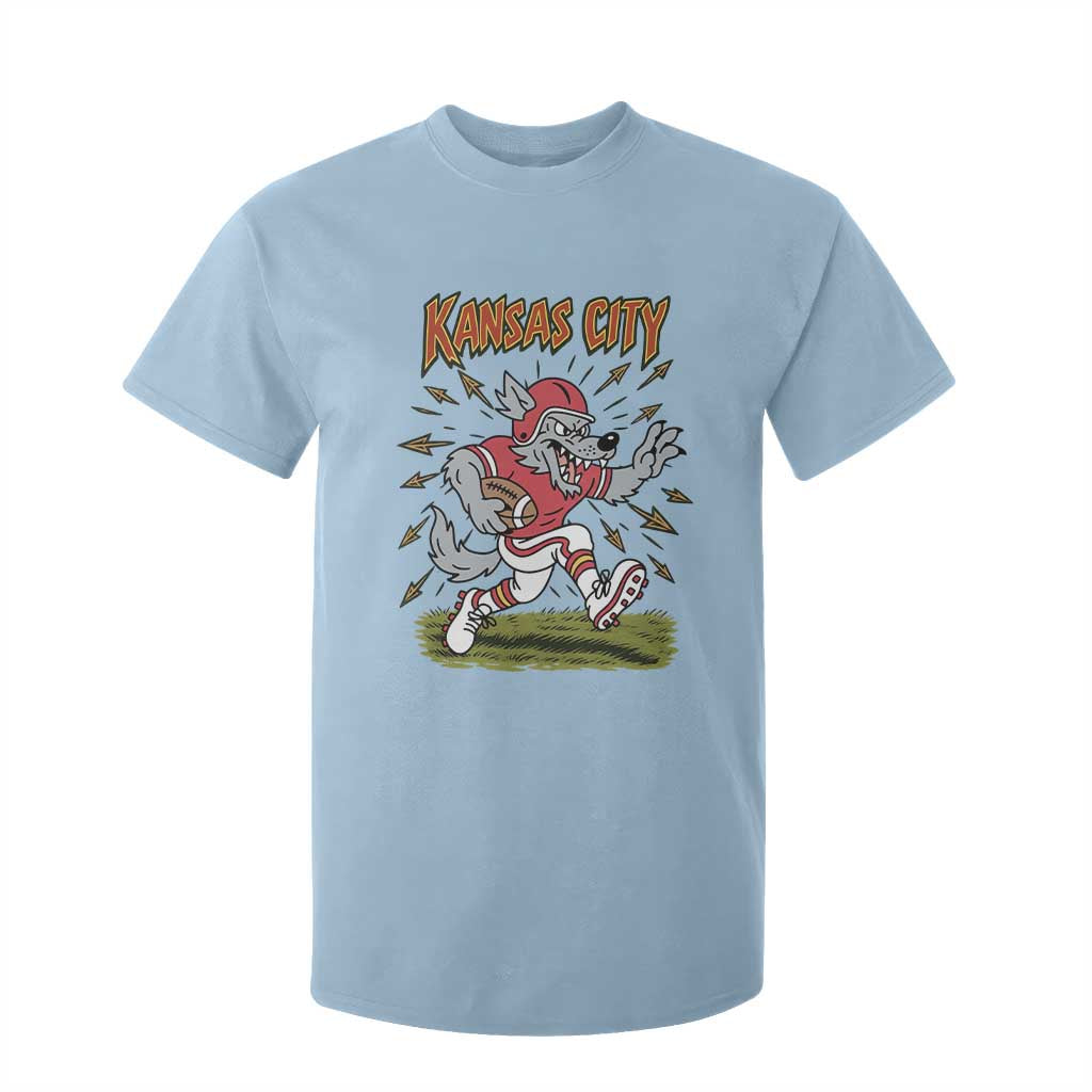 Funny Wolf Football Lover T Shirt For Kid Sport Humor Gift TS12 Light Blue Print Your Wear