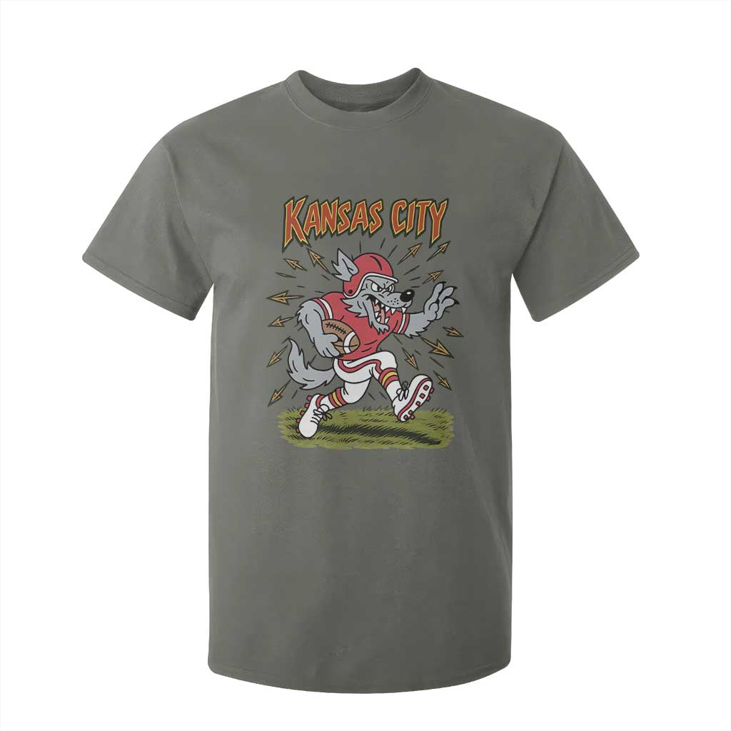 Funny Wolf Football Lover T Shirt For Kid Sport Humor Gift TS12 Military Green Print Your Wear