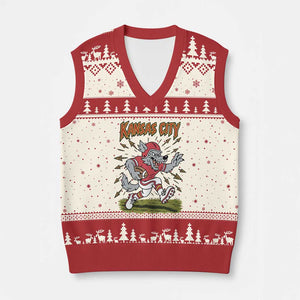 Funny Wolf Football Lover V-Neck Knit Sweater Vest Sport Humor Gift TS12 Beige Red Print Your Wear