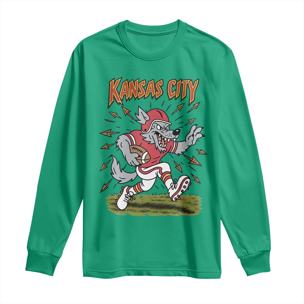 Funny Wolf Football Lover Long Sleeve Shirt Sport Humor Gift TS12 Irish Green Print Your Wear