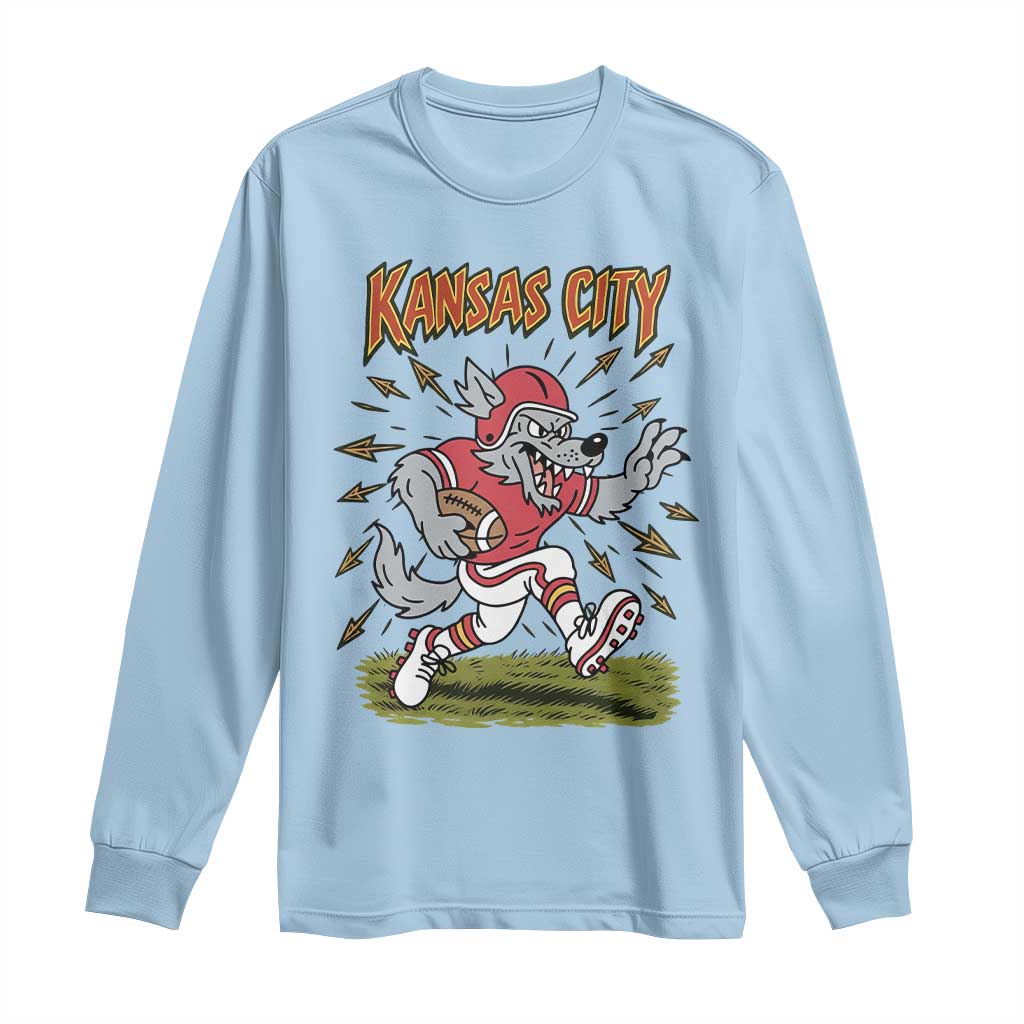 Funny Wolf Football Lover Long Sleeve Shirt Sport Humor Gift TS12 Light Blue Print Your Wear