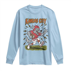 Funny Wolf Football Lover Long Sleeve Shirt Sport Humor Gift TS12 Light Blue Print Your Wear
