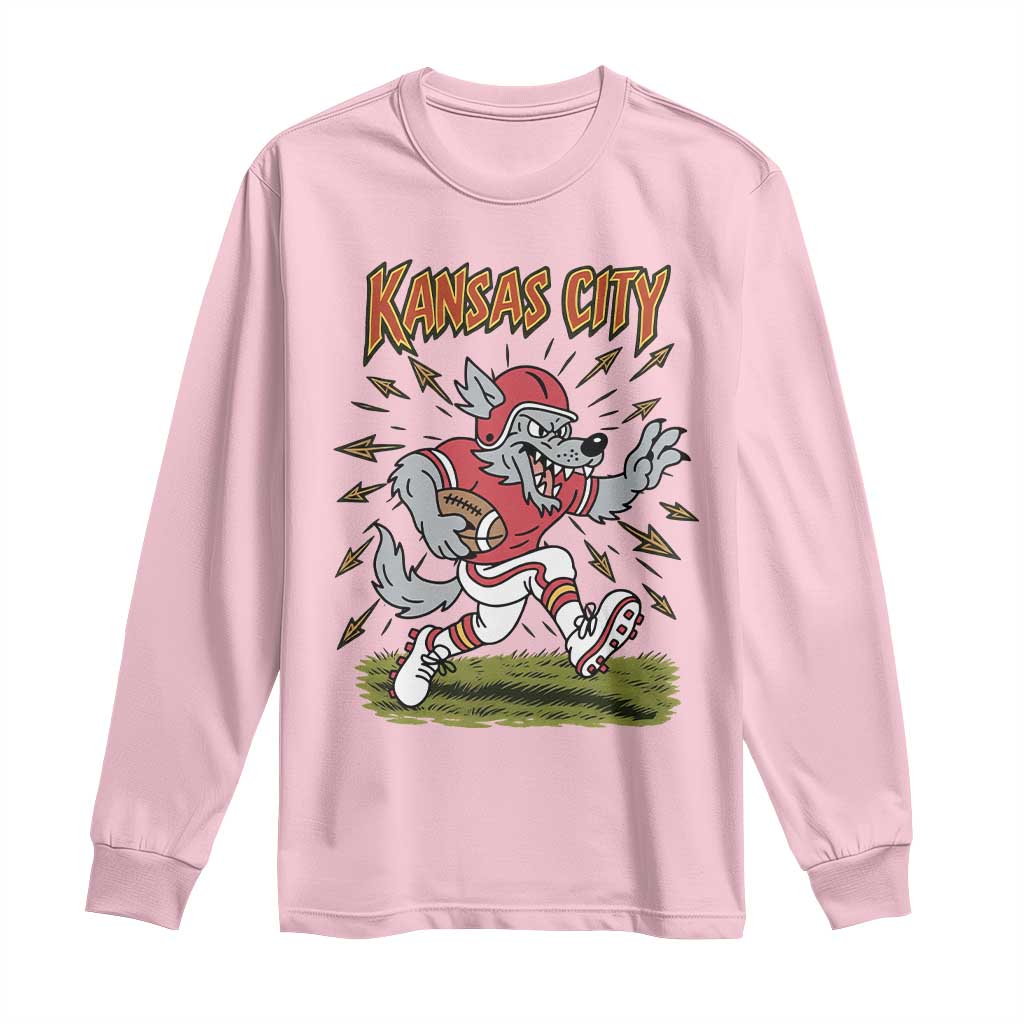 Funny Wolf Football Lover Long Sleeve Shirt Sport Humor Gift TS12 Light Pink Print Your Wear