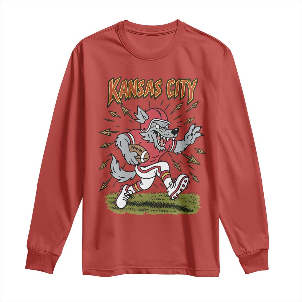 Funny Wolf Football Lover Long Sleeve Shirt Sport Humor Gift TS12 Red Print Your Wear