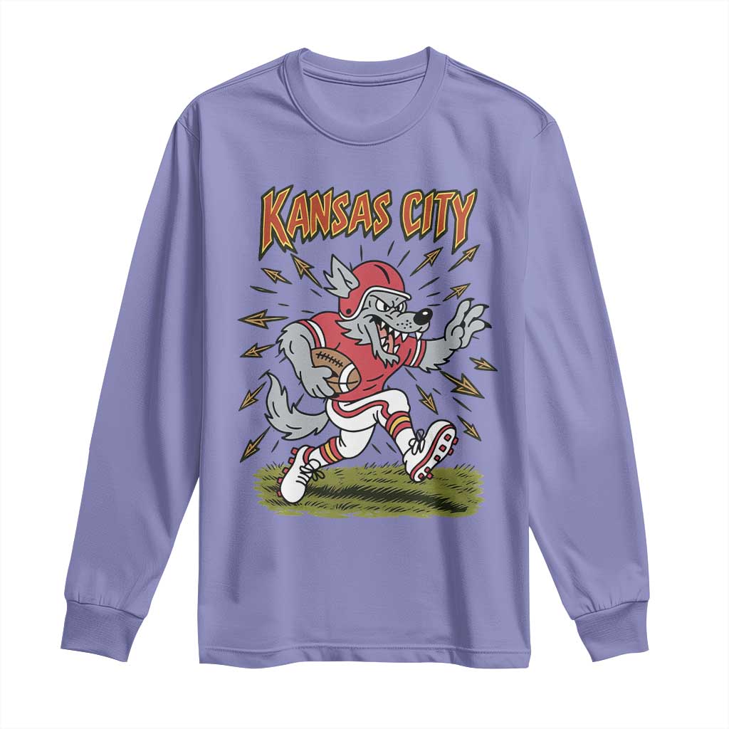 Funny Wolf Football Lover Long Sleeve Shirt Sport Humor Gift TS12 Violet Print Your Wear