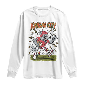 Funny Wolf Football Lover Long Sleeve Shirt Sport Humor Gift TS12 White Print Your Wear