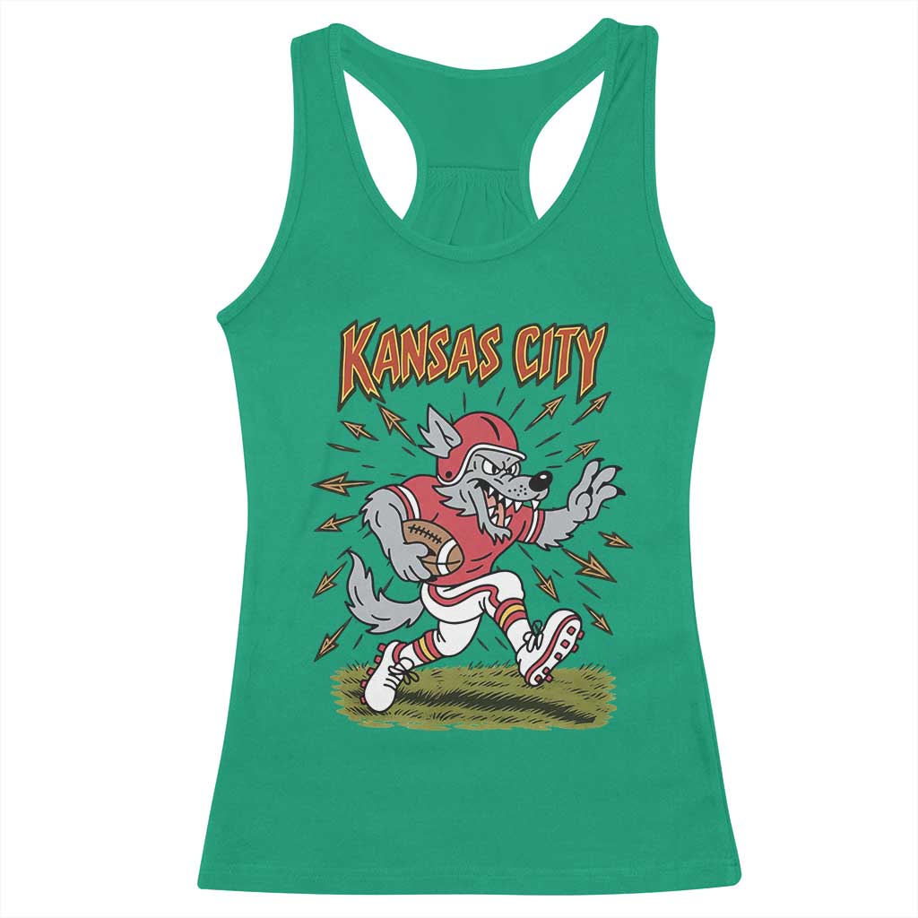 Funny Wolf Football Lover Racerback Tank Top Sport Humor Gift TS12 Irish Green Print Your Wear