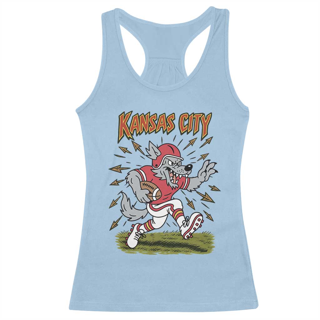 Funny Wolf Football Lover Racerback Tank Top Sport Humor Gift TS12 Light Blue Print Your Wear