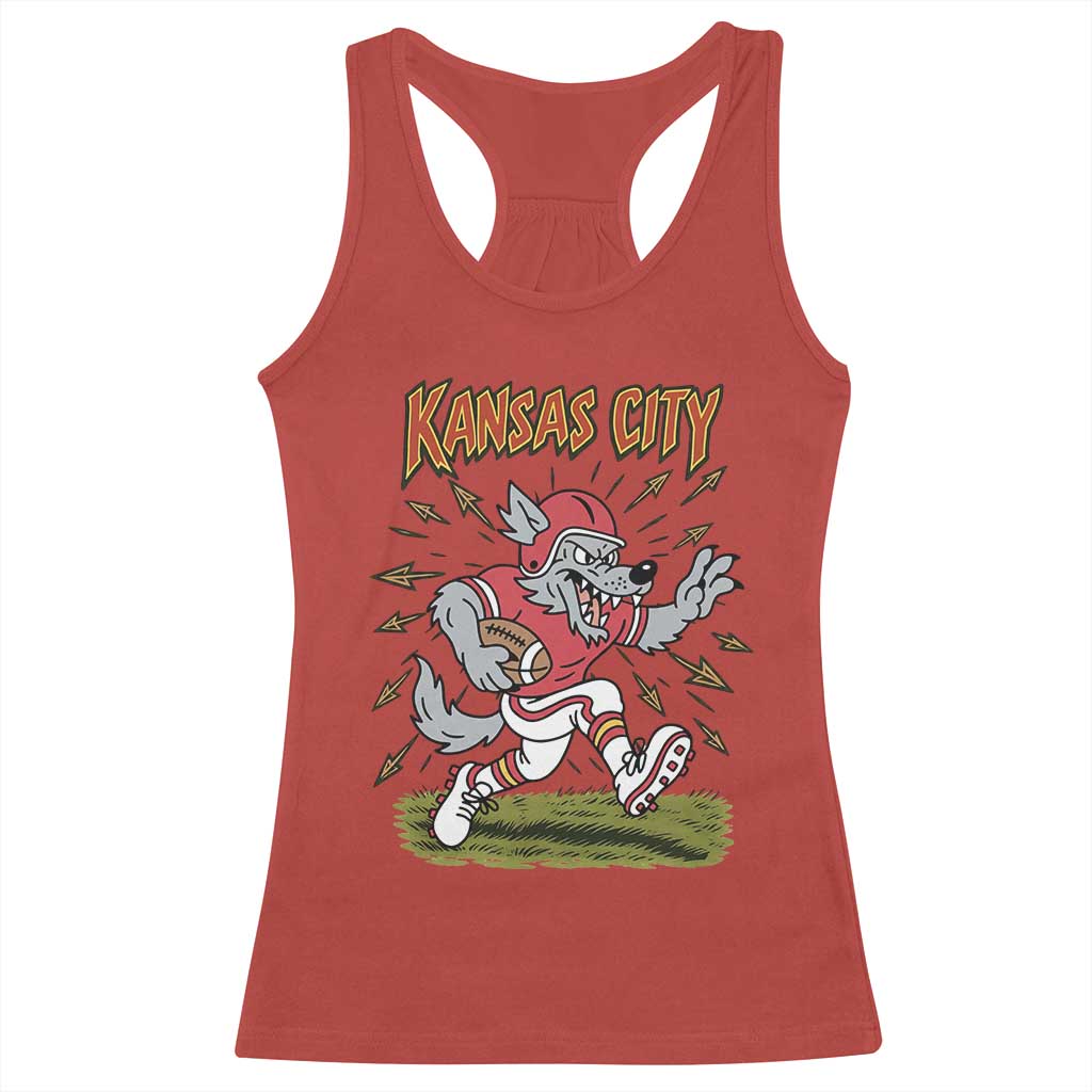 Funny Wolf Football Lover Racerback Tank Top Sport Humor Gift TS12 Red Print Your Wear
